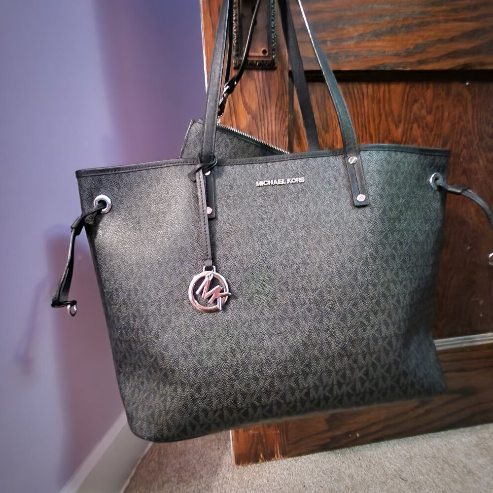 SAVED for firstdownkicks: Michael kors Black & Gray Signature Print Tote - Picture 3 of 12